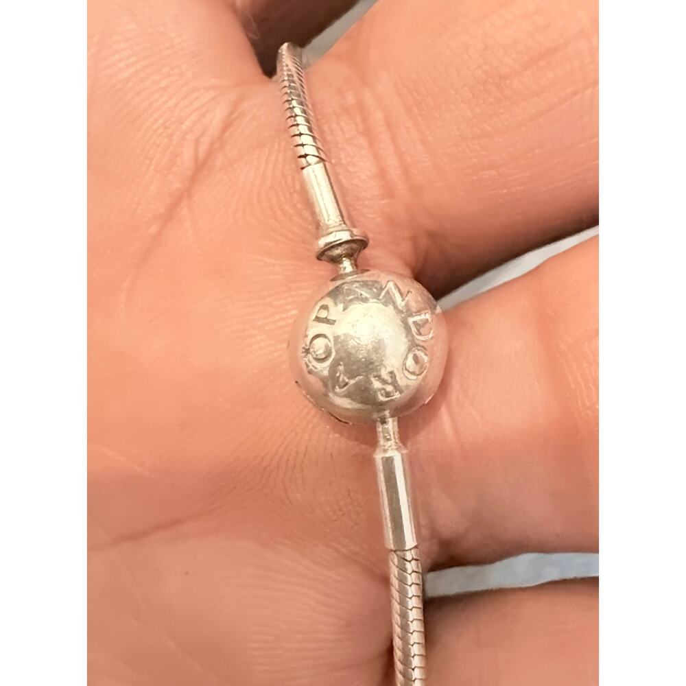 Authentic Pandora Sterling Silver Snake Chain Charm Bracelet S925 ALE 6.75